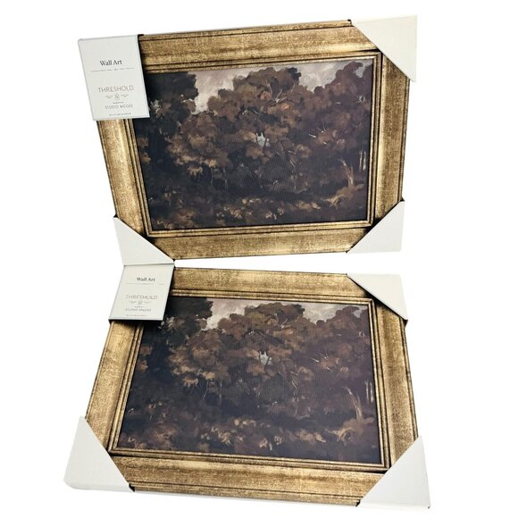 Threshold Studio McGee Wall Art Set of 2 Framed Tree Landscape Prints 16"x12" - Picture 1 of 6